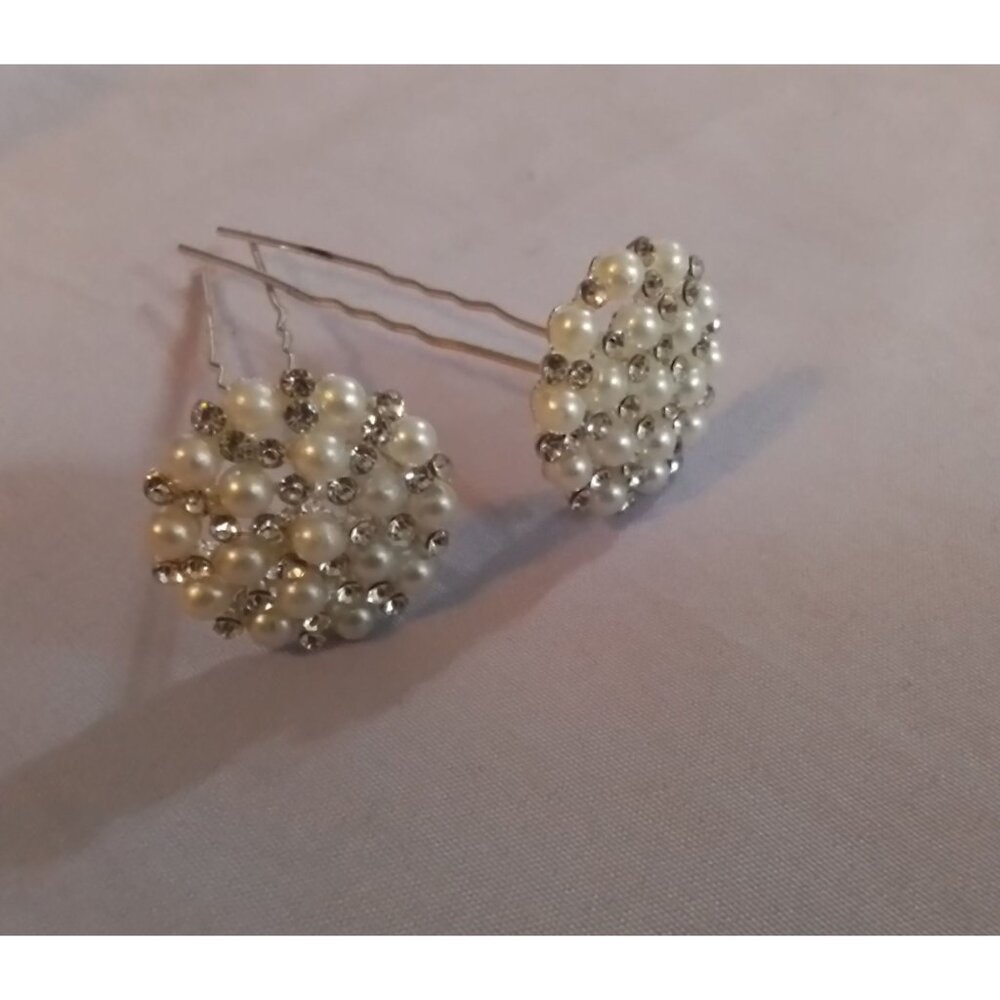 Vintage Faux Pearl & Rhinestone Hair Pins